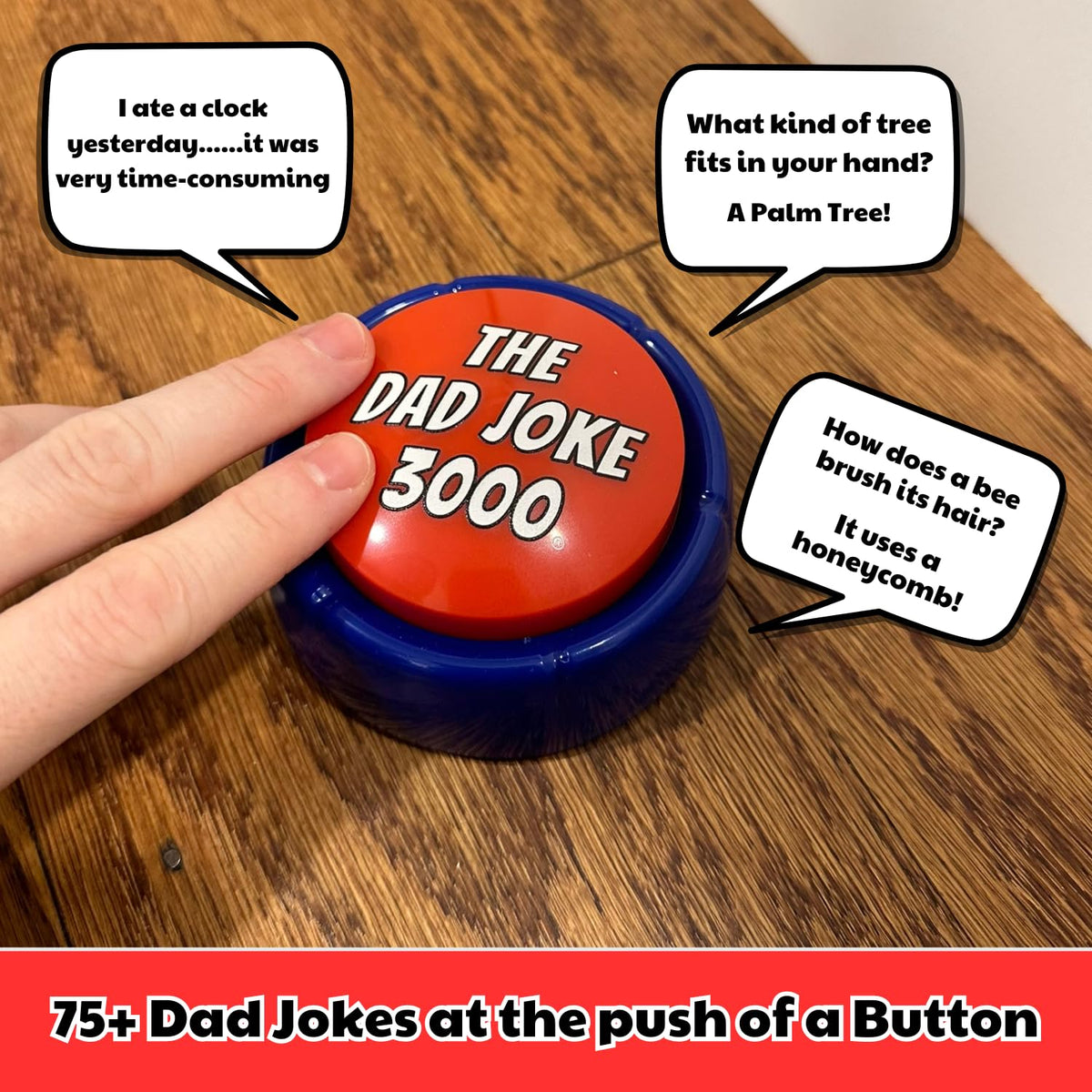 The Dad Joke 3000 jokes display shows 75 jokes for group laughs
