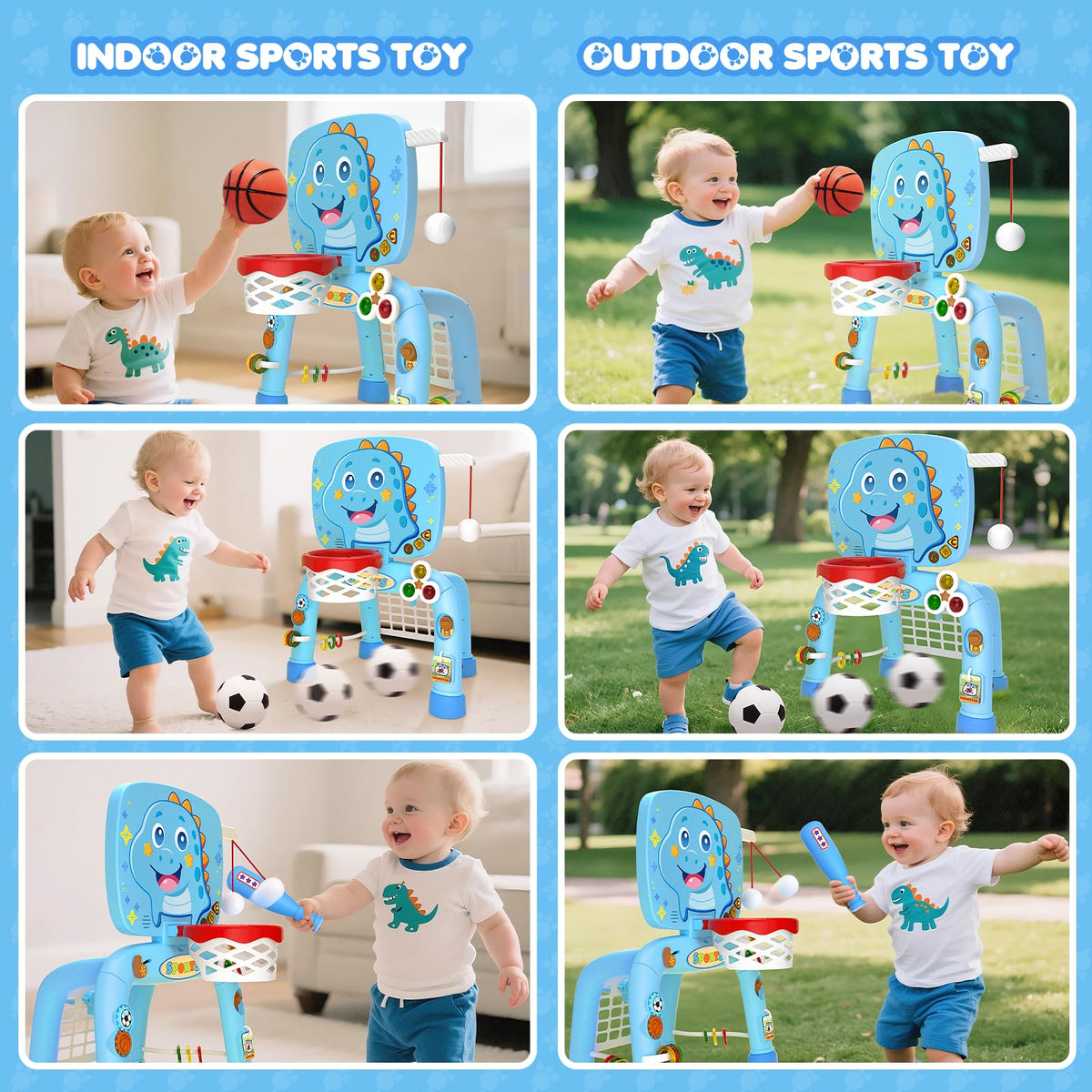 DADAPALS Baby Blue Dinosaur textured grips support tactile exploration during play.