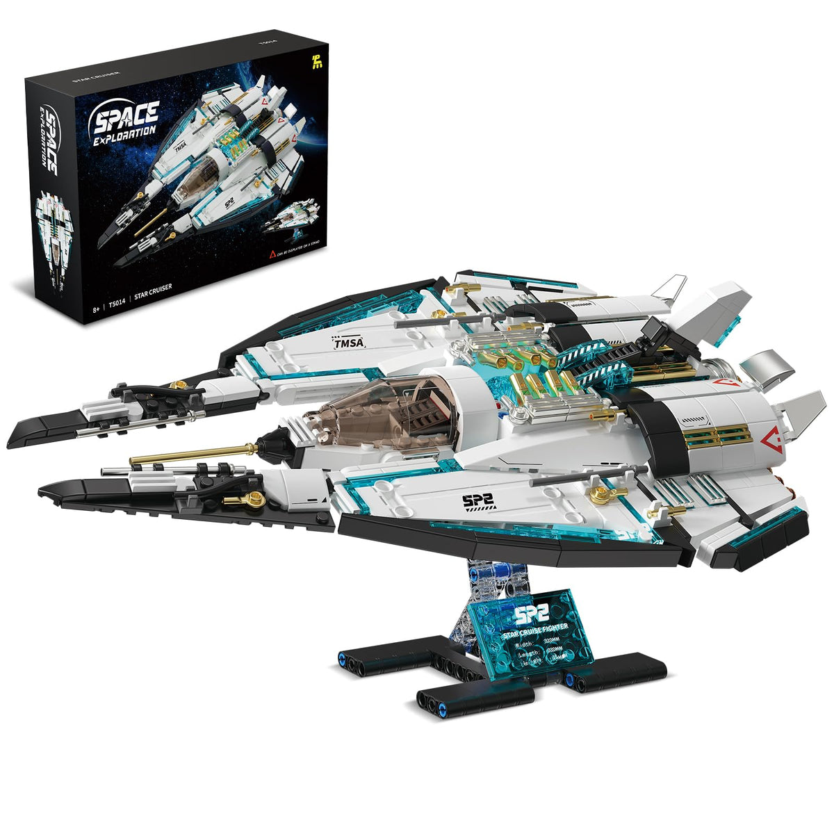 DADMCFD spaceship building blocks set with 739 pieces for STEM play and creativity.
