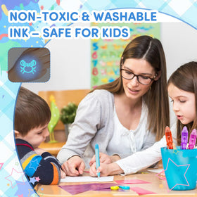 Daemson non-toxic kid-friendly ink suitable for classroom activities.