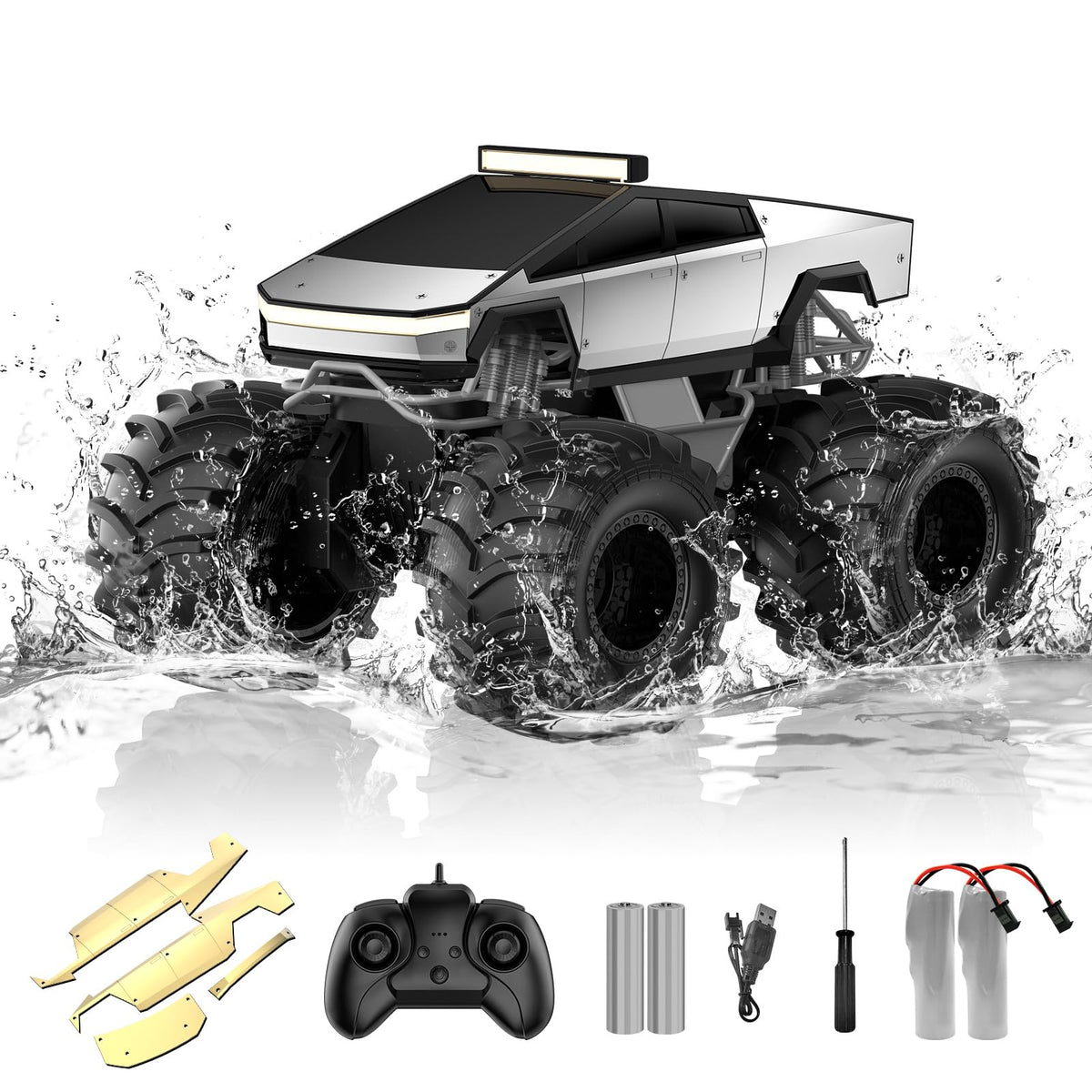 Dafotil Amphibious RC Car, front view, ready for outdoor adventures.