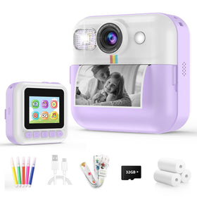 Dafotil Kids Camera instant print purple front view for quick family photos