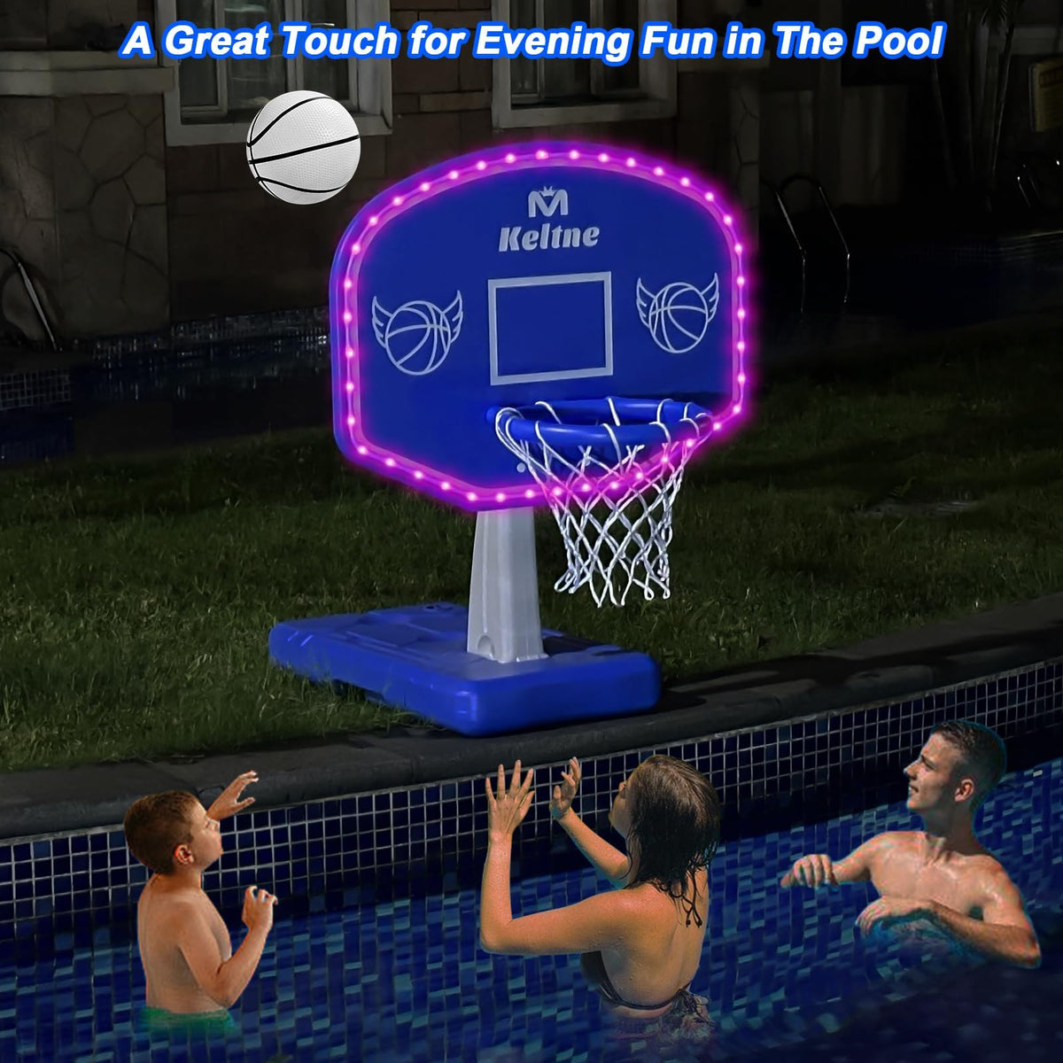 Dahivs night-time pool games diffuses glow for family laughter