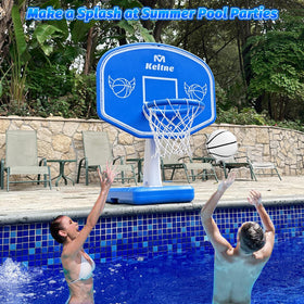 Dahivs poolside basketball game in action with family