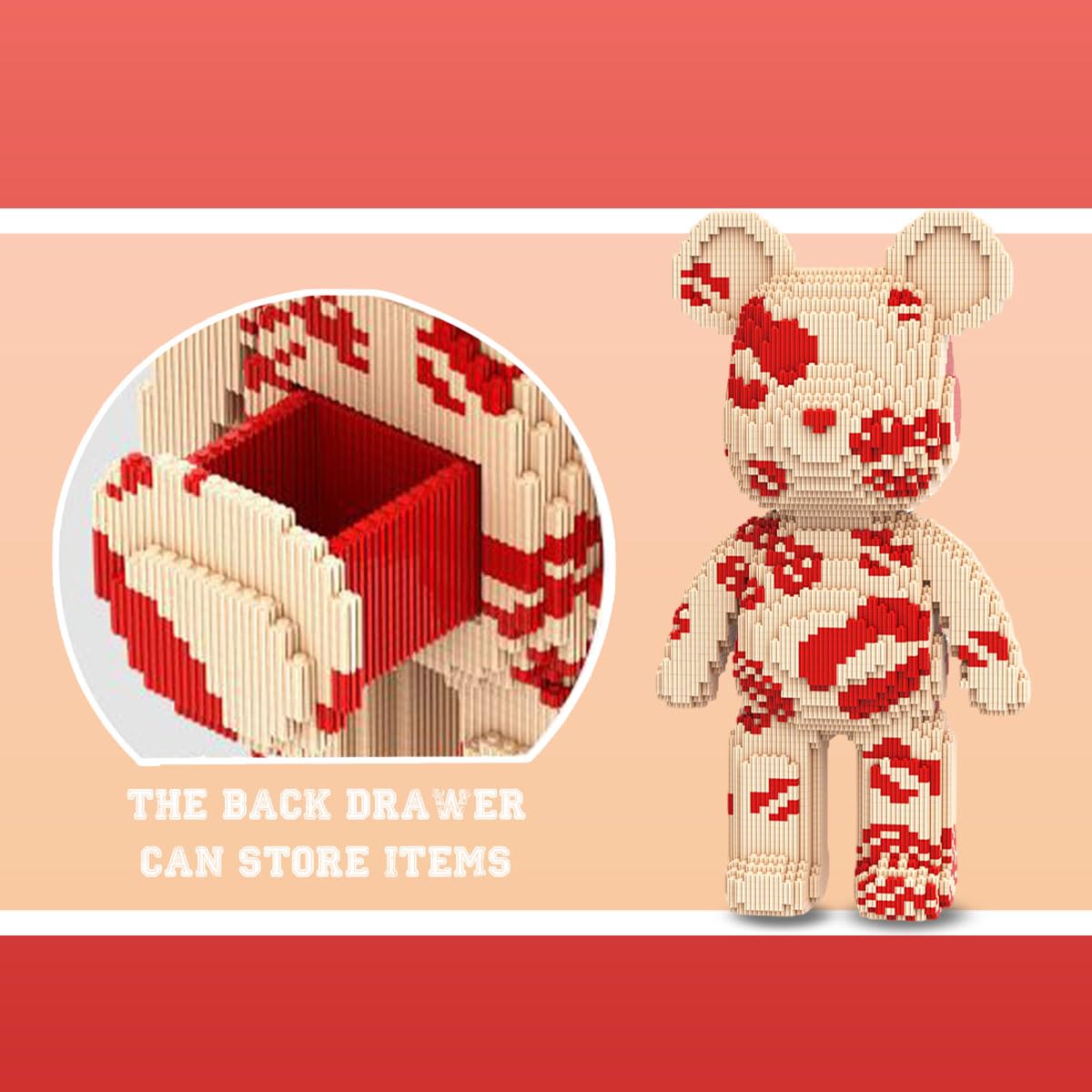 DAHONPA Animal Kiss Bear back with hidden drawer offers a surprise storage space