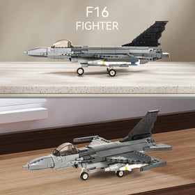 DAHONPA F-16 Fighting Falcon assembly shot highlighting build steps and sleek fighter design