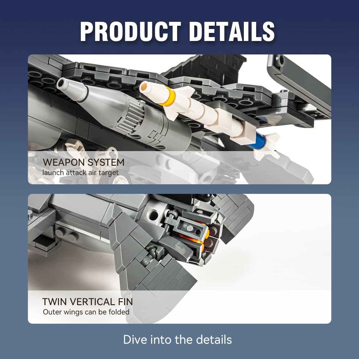 DAHONPA F-16 Fighting Falcon in-action captures dynamic display and interactive building