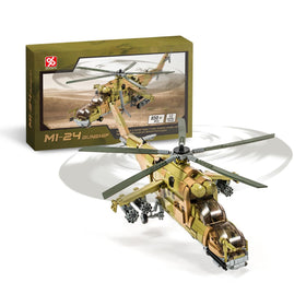 DAHONPA MI-24S helicopter bricks set for immersive building and STEM curiosity.