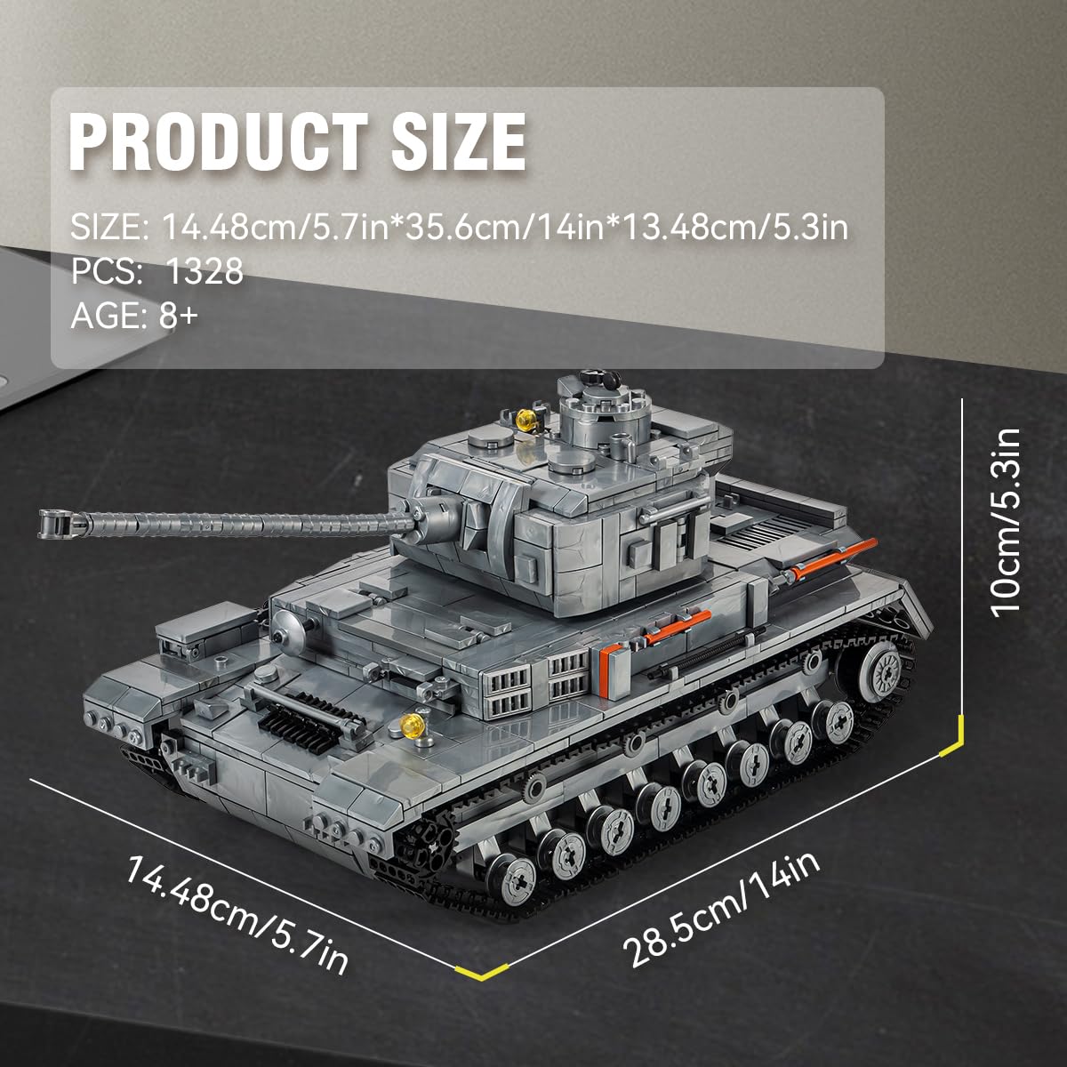 DAHONPA Panzer-Ⅳ Tank angled view shows craftsmanship and detailed realism.