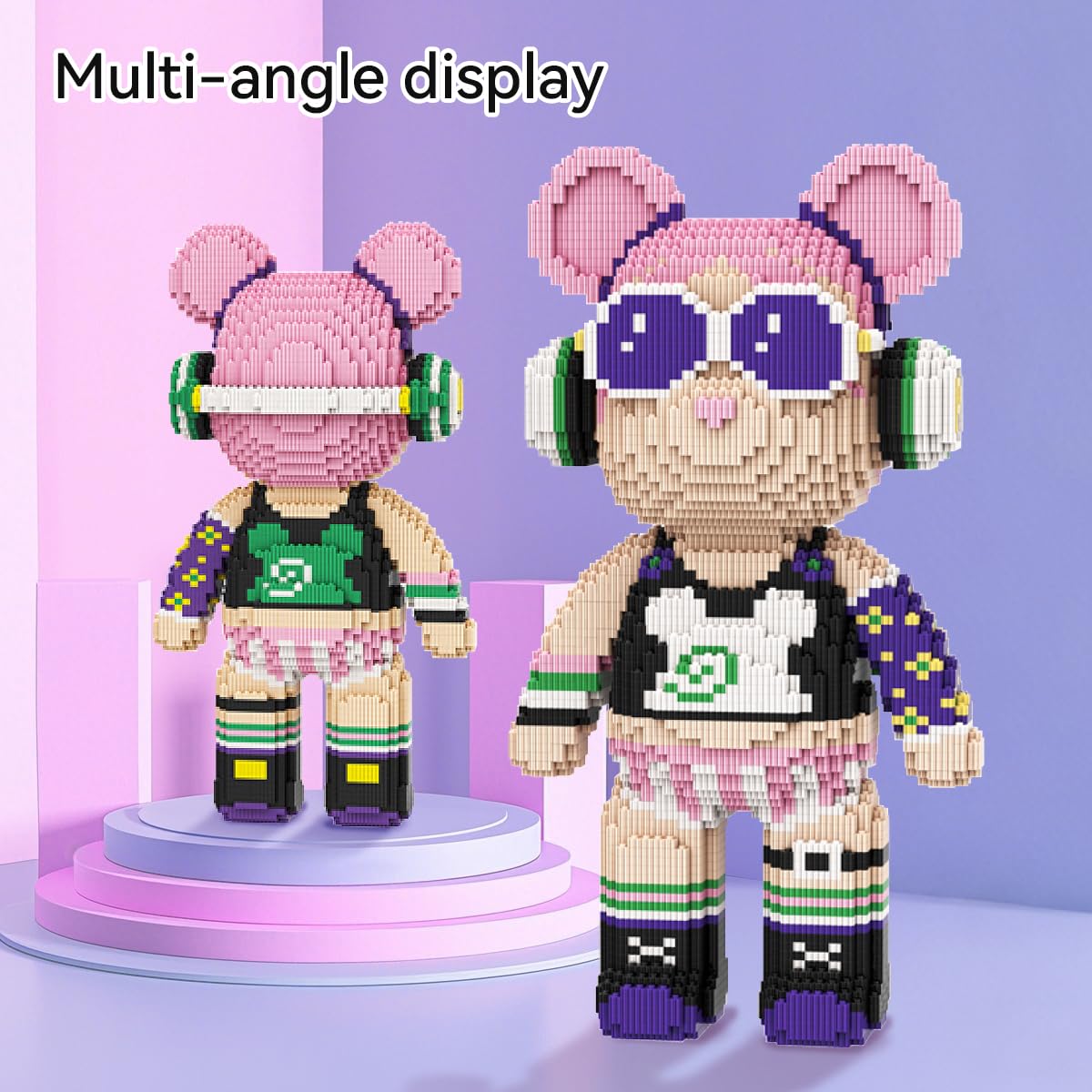 DAHONPA Rock Girl Bear wearing sunglasses and headphones for bold desk decor