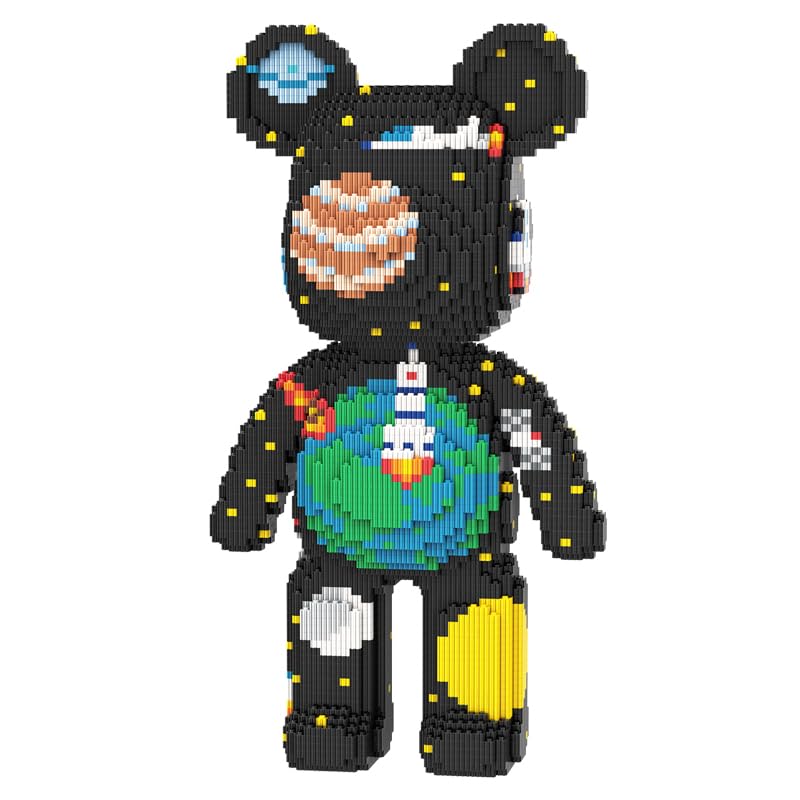 DAHONPA Space Bear micro building blocks with storage drawer for organized display