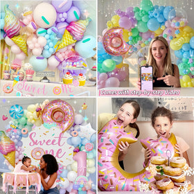 Daidle 1st birthday photo banner creates a striking backdrop for memories.