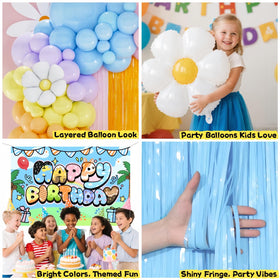 Daidle fringe curtains add soft framing for photos and a playful party vibe.