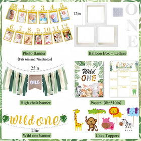 Daidle Wild One foil animal balloons elevate the safari backdrop