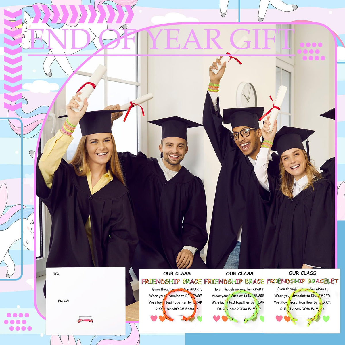 Daifunli end-of-year card paired with bracelet for friendship and memories.