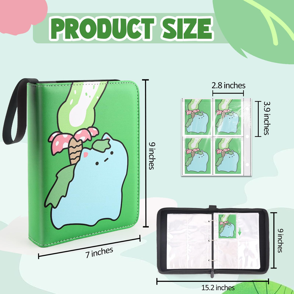 Daisiki binder includes 50 sleeves for immediate card protection.