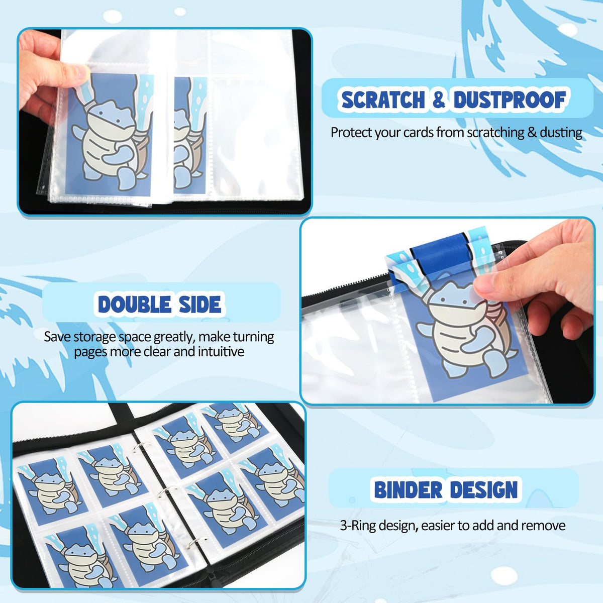 Daisiki binder fits standard trading cards for versatile use.