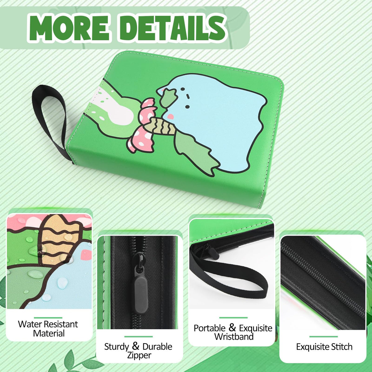 Daisiki binder with zipper cover keeps cards secure during transport.