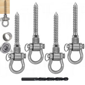 Dakzhou 4 heavy-duty swing hangers in stainless steel for durable backyard suspensions.