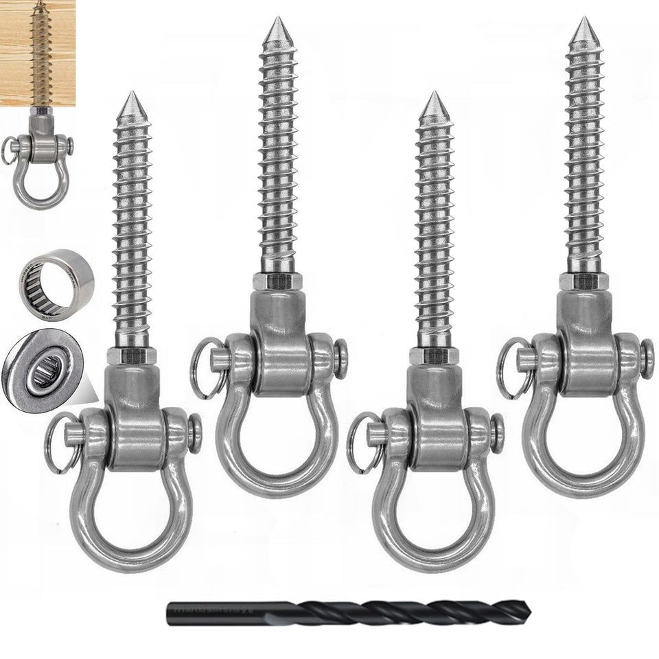 Dakzhou 4 heavy-duty swing hangers in stainless steel for durable backyard suspensions.