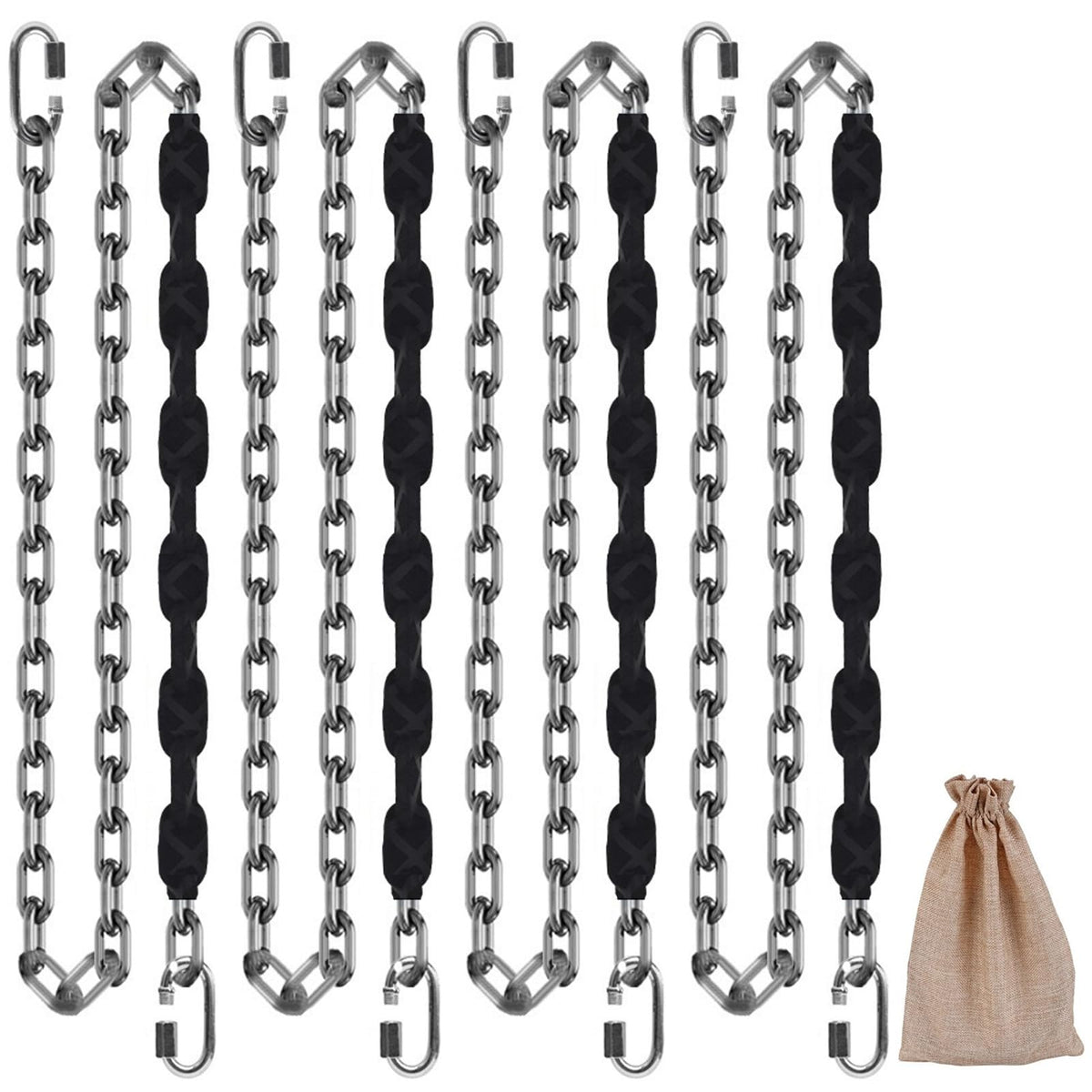 Dakzhou 4 stainless steel chains in black with 84-inch length for durable swing setup