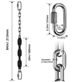 Dakzhou 4 stainless steel chains black 84-inch storage bag included for portability