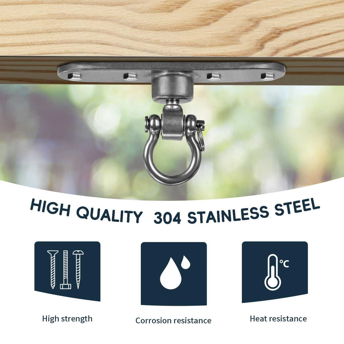 Dakzhou 1200 lb-capacity hanger supports heavy outdoor seating.