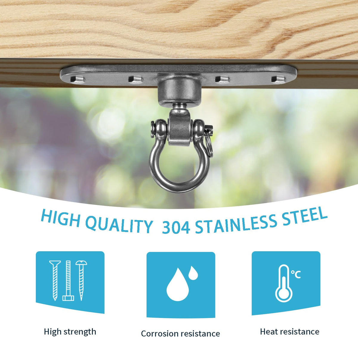 Dakzhou swing hanger 360-degree rotation supports flexible lounging and playground setups.