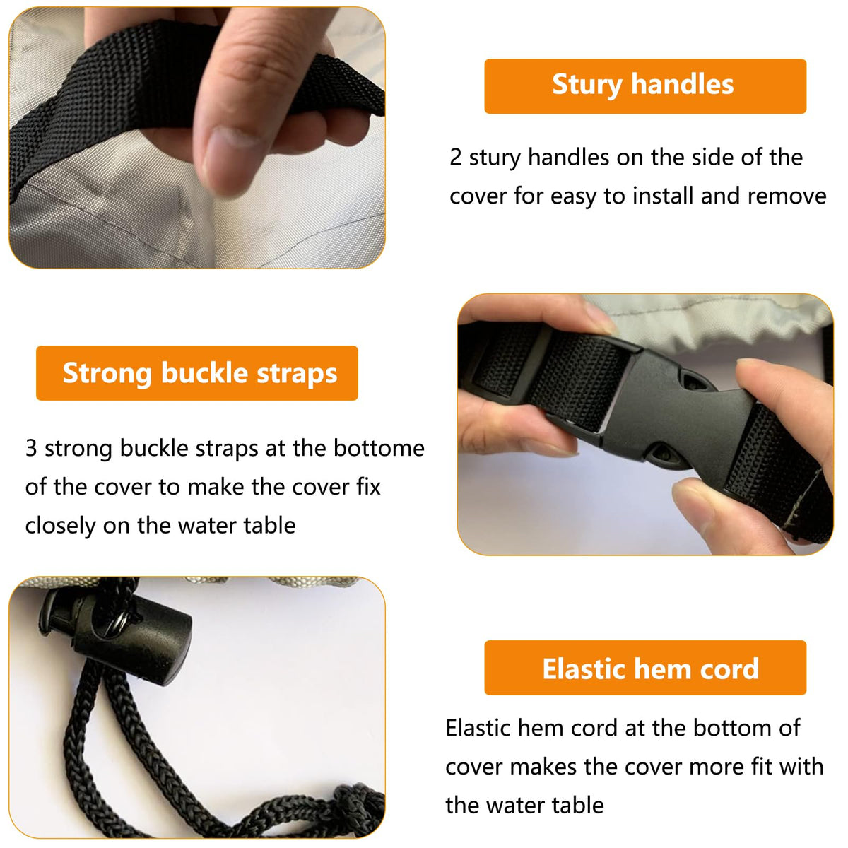 Dalema cover includes side handles and a storage bag for easy use.