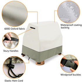 Dalema beige cover shows elastic hem cord for a tight customizable fit.