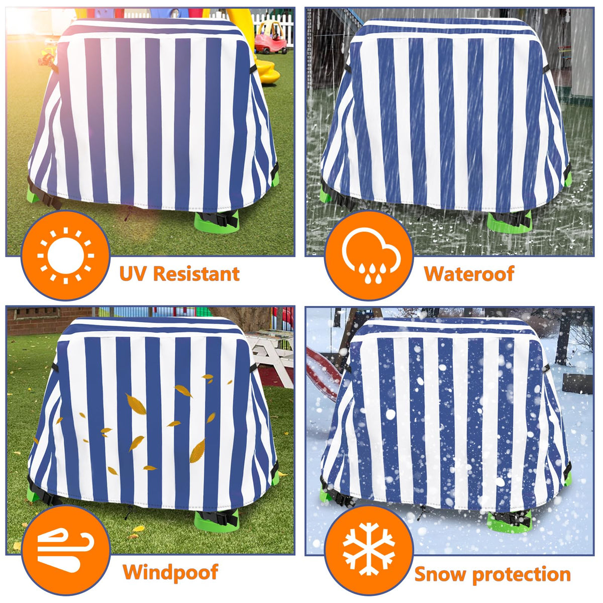 Dalema buckle straps secure the cover on windy days.