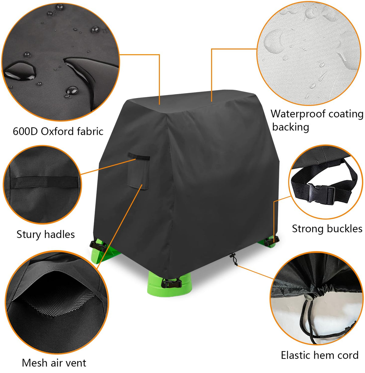 Dalema Water Table Cover features elastic hem cord and buckle straps for a snug fit.