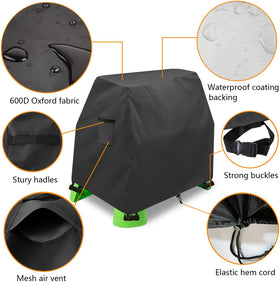 Dalema Water Table Cover features elastic hem cord and buckle straps for a snug fit.