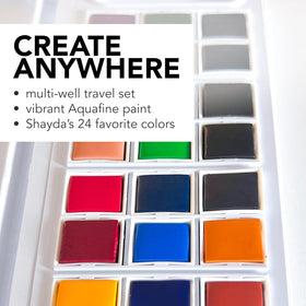 Activate Aquafine colors with water for effortless washes and blending.
