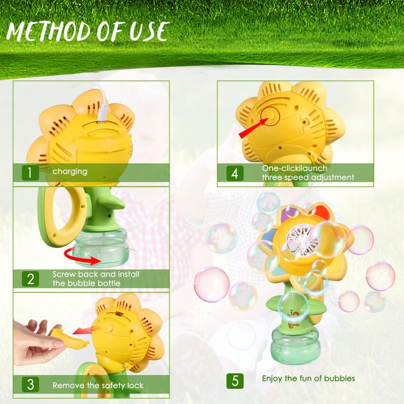 Dali Energy Cat Sunflower Bubble Machine with color lighting for magical evenings