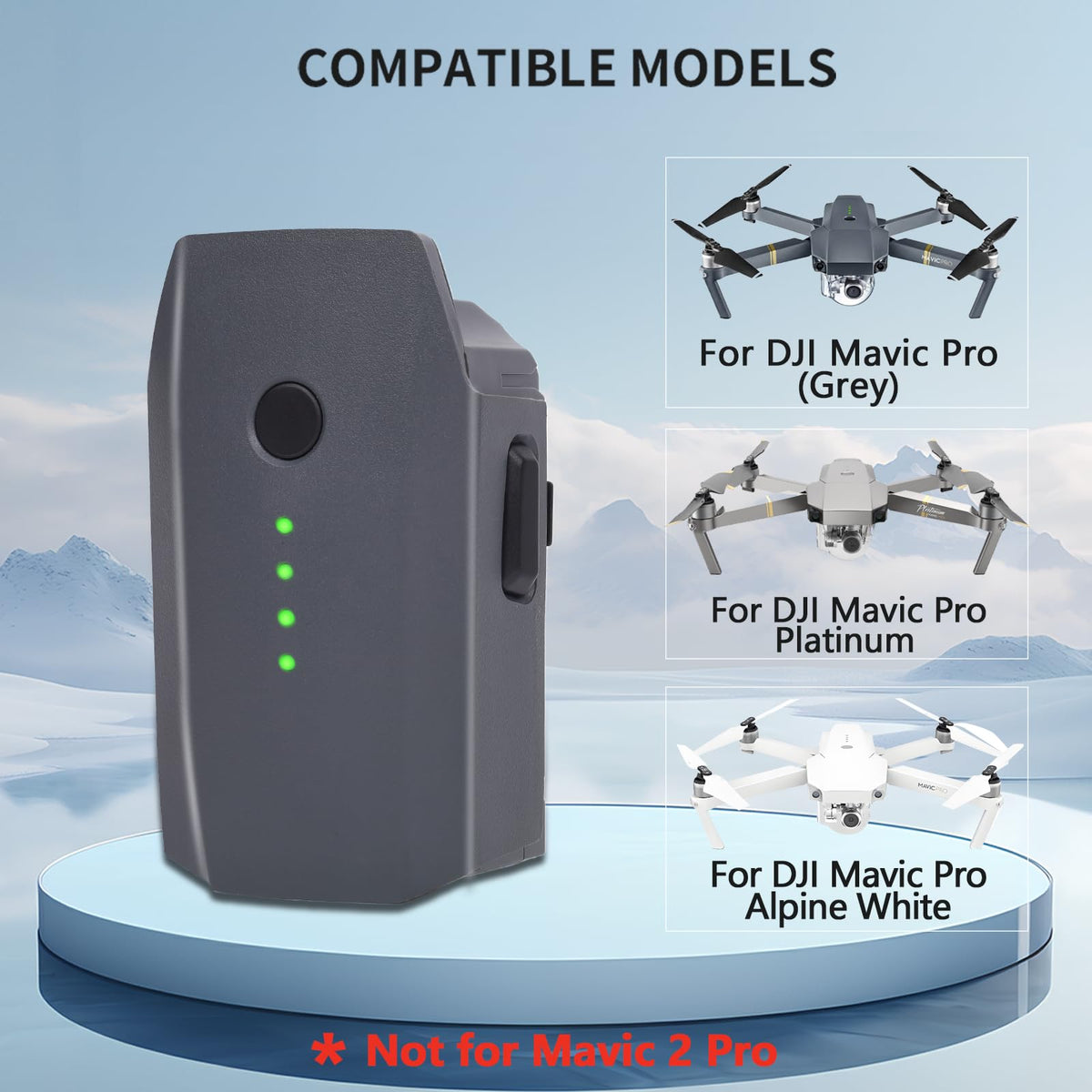 Dalkat Dalee Mavic Pro Battery side view shows slim profile for easy mounting and balance.