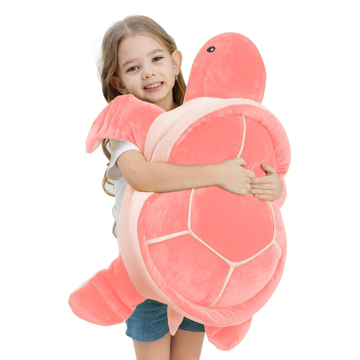 Dalmao 28-inch pink sea turtle plush for full-body hugs and cuddling