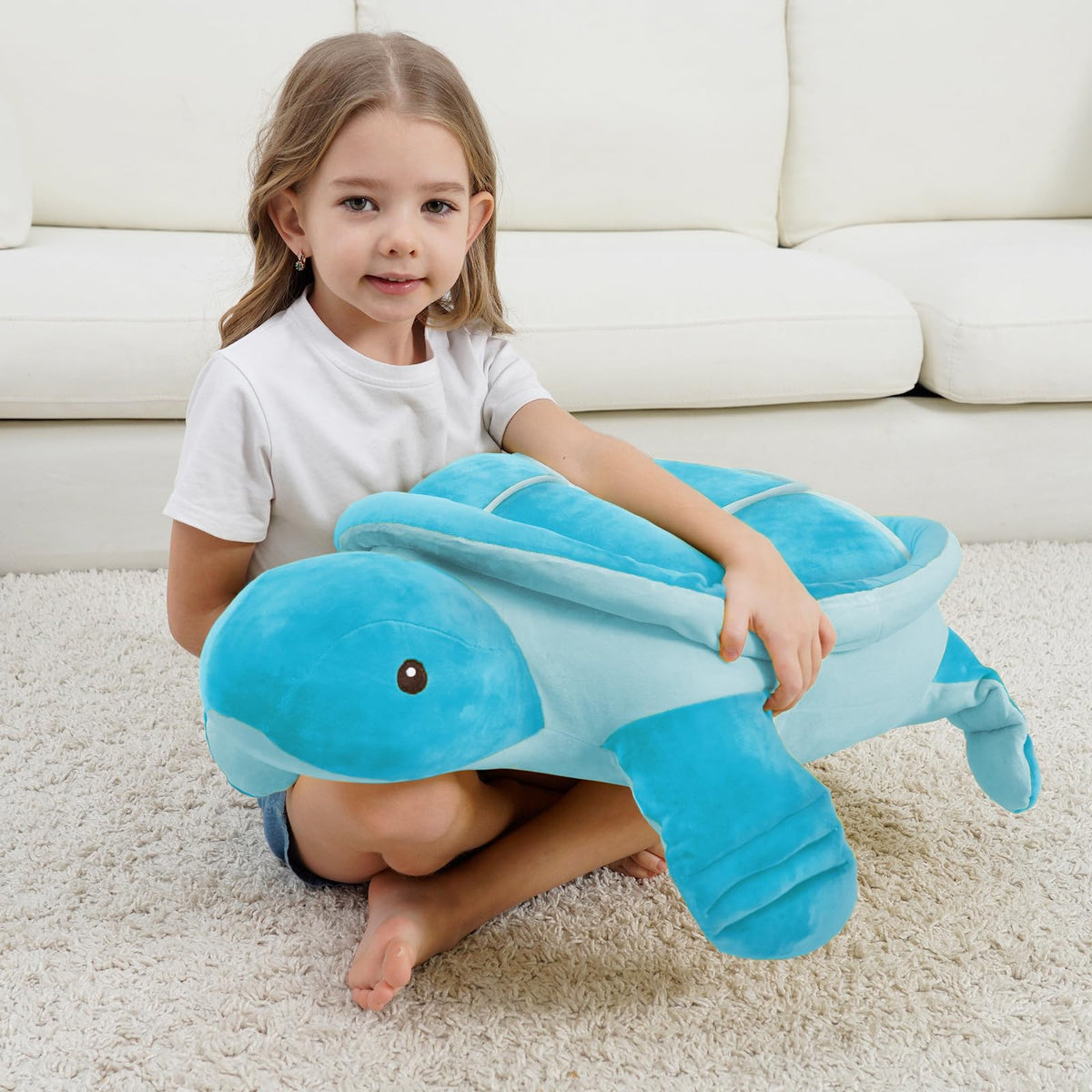 Dalmao 28-inch turtle plush offers durable, machine-washable fun