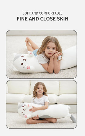Dalmao cat plush side view for versatile lounging