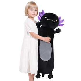 Dalmao 36-inch giant black axolotl plush body for cuddling and display.