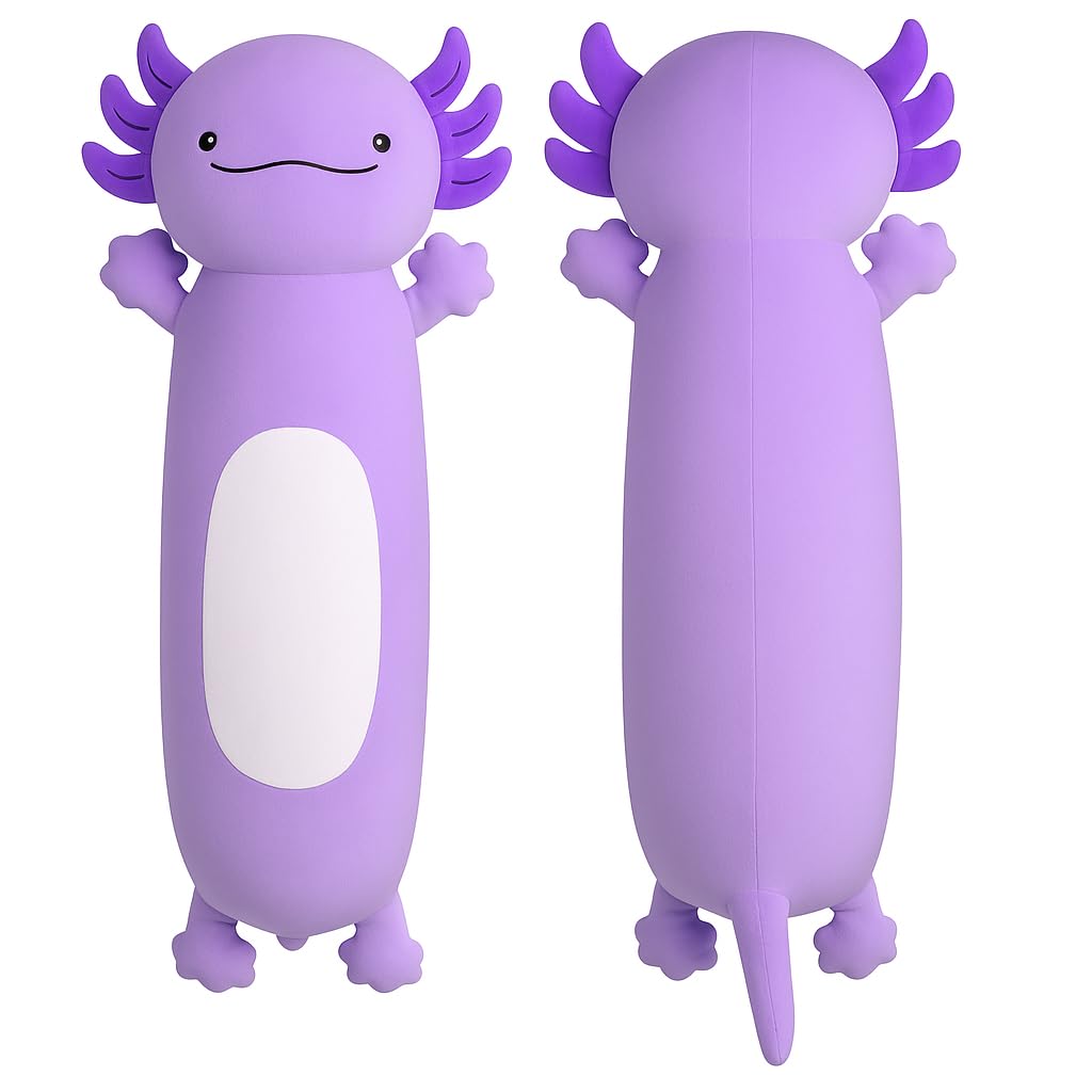 Dalmao 36-inch giant purple axolotl plush for cuddling and decor.