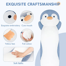 Dalmao 44-inch penguin plush held by child illustrating comforting hugs