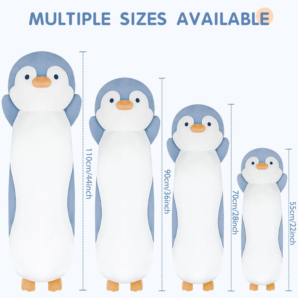 Dalmao penguin pillow side view highlighting jumbo plush softness for lounging