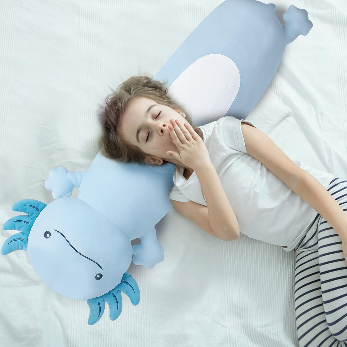 Dalmao axolotl pillow in kids playroom for cozy play