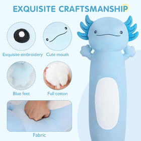 Dalmao blue axolotl plush close-up texture and stitched details