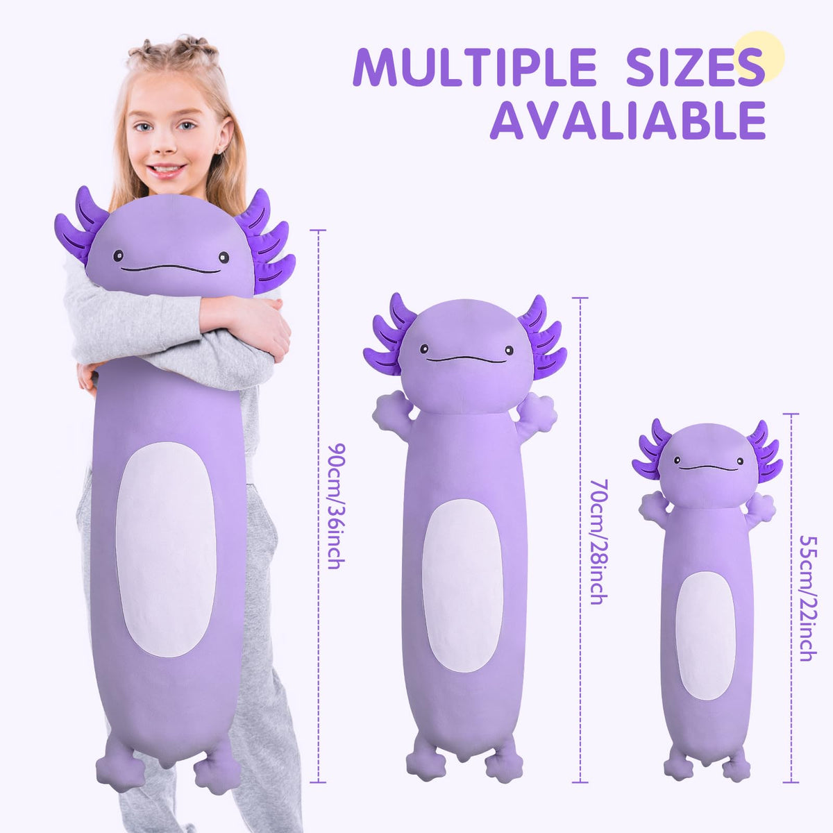 Dalmao cuddly body pillow axolotl plush for bedtime comfort.
