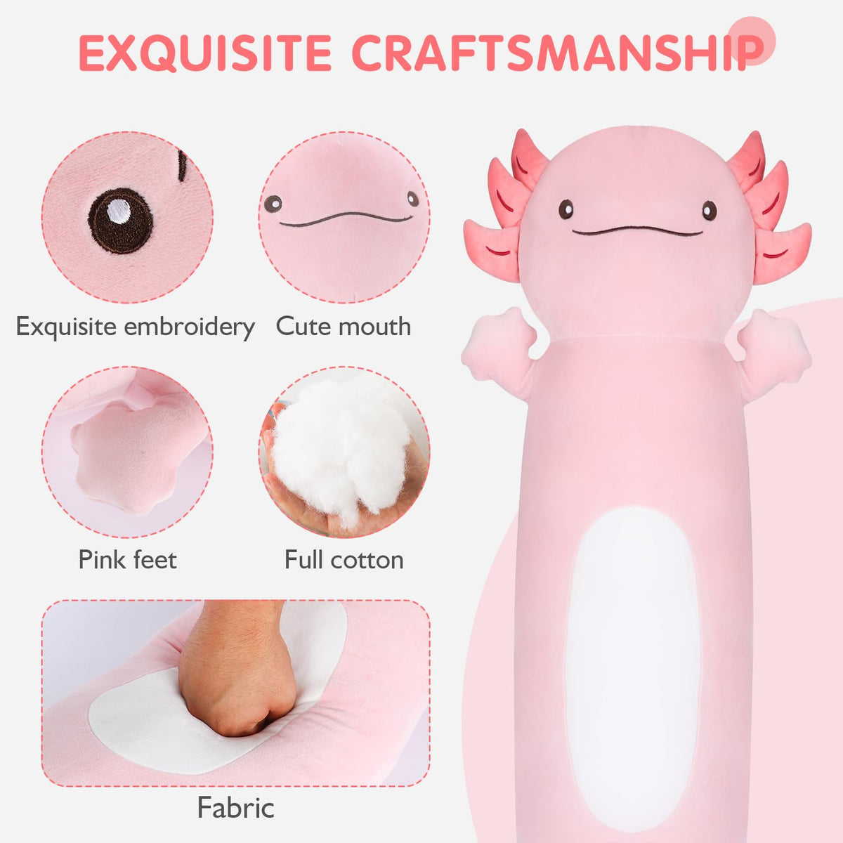 Dalmao axolotl pillow ready for bedtime snuggles.