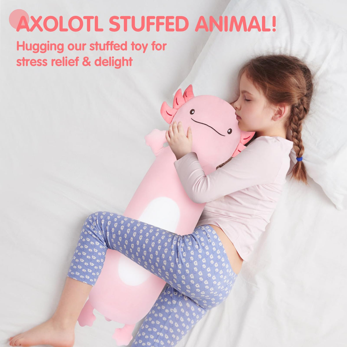 Dalmao kid-friendly gift idea: pink axolotl plush.