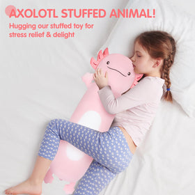 Dalmao kid-friendly gift idea: pink axolotl plush.