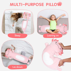 Dalmao machine-washable pink axolotl plush for easy cleaning.